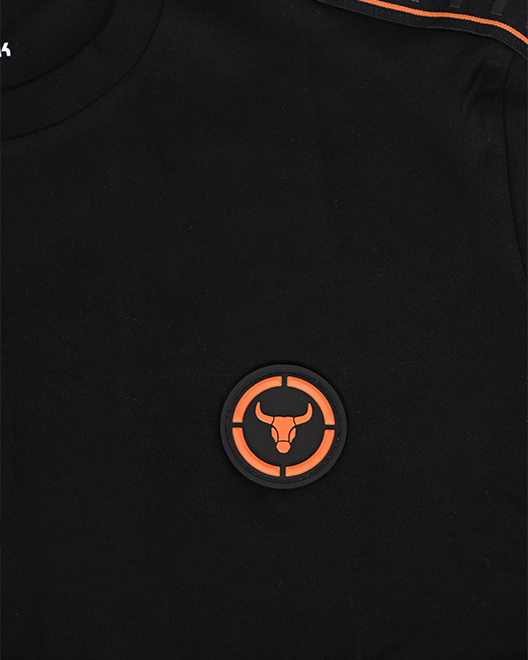 Athletic Tape Sleeve T-Shirt – Black Orange