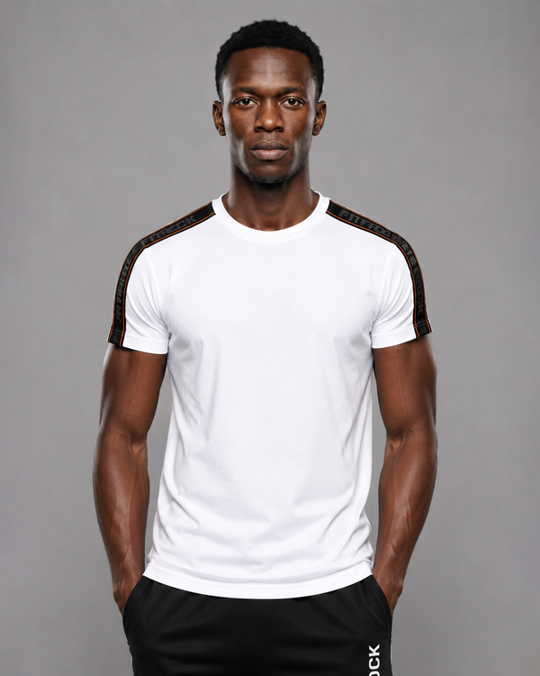 Athletic Tape Sleeve T-Shirt – White Black