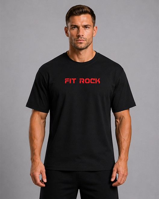 Chenille Logo Athletic T-Shirt – Black Red