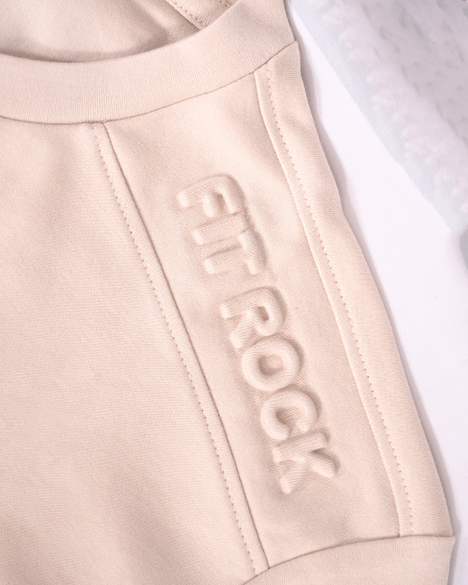 Minimal Embossed Athletic T-Shirt – Beige