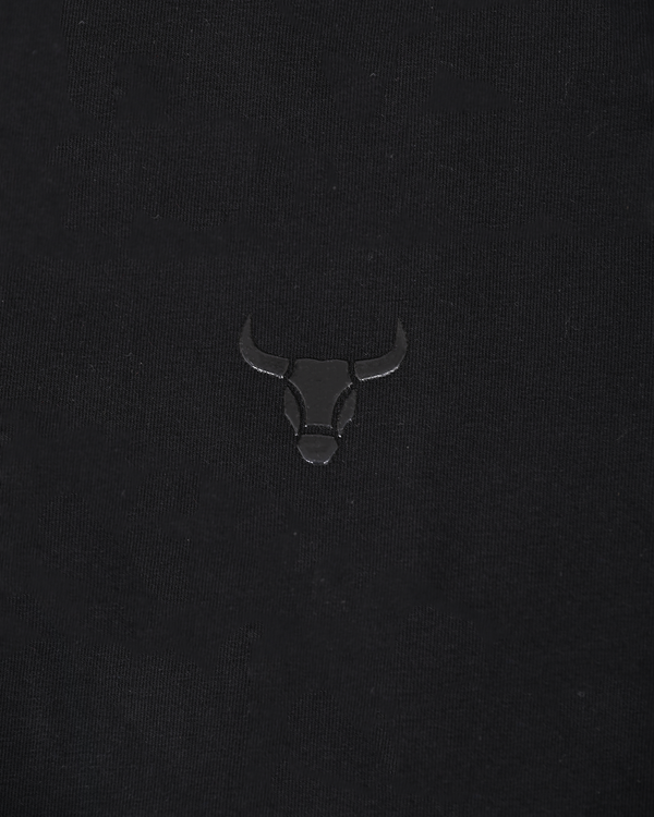 Shadow Black Minimal Luxe V-Neck T-Shirt