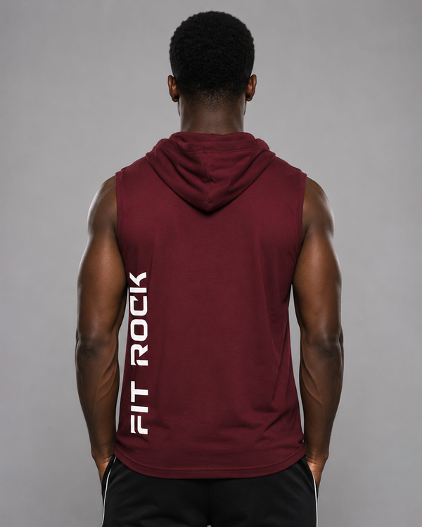 Sleeveless Performance Hoodie – Maroon