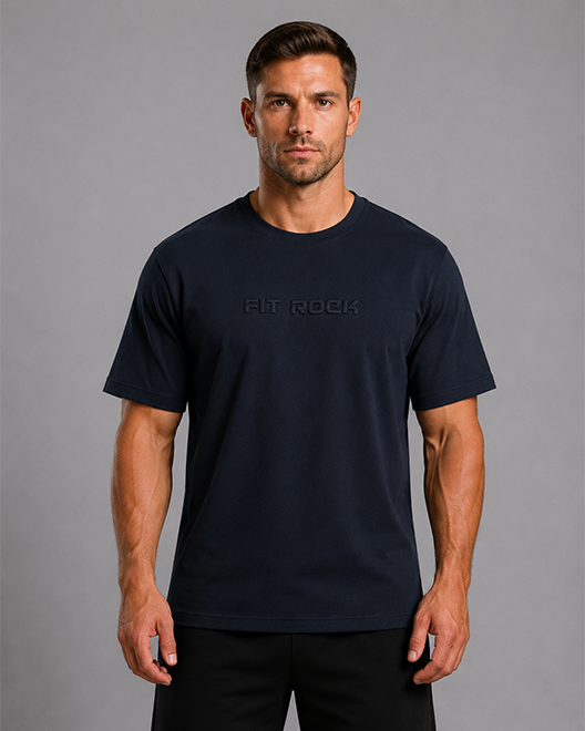 Tonal Embossed Logo T-Shirt – Navy Blue