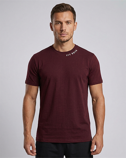 CoreWear Essential Round Neck T-Shirt – Burgundy Maroon