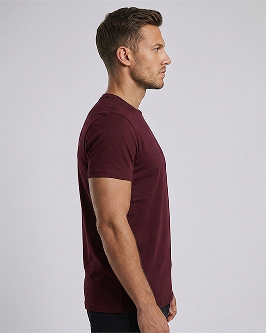 CoreWear Essential Round Neck T-Shirt – Burgundy Maroon