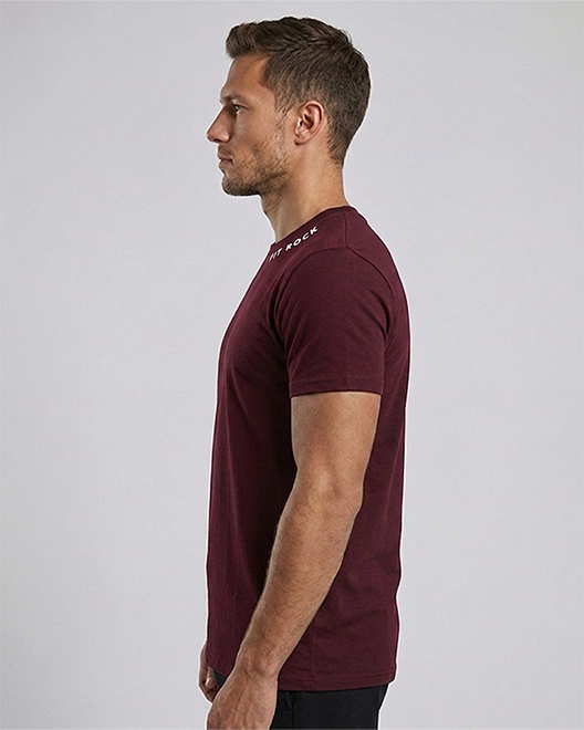 CoreWear Essential Round Neck T-Shirt – Burgundy Maroon