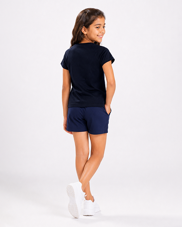 Fitrock Girls Active Graphic T-Shirt - Dark Navy Blue