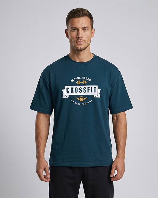 CoreWear Fitness Graphic T-Shirt – Deep Teal Green