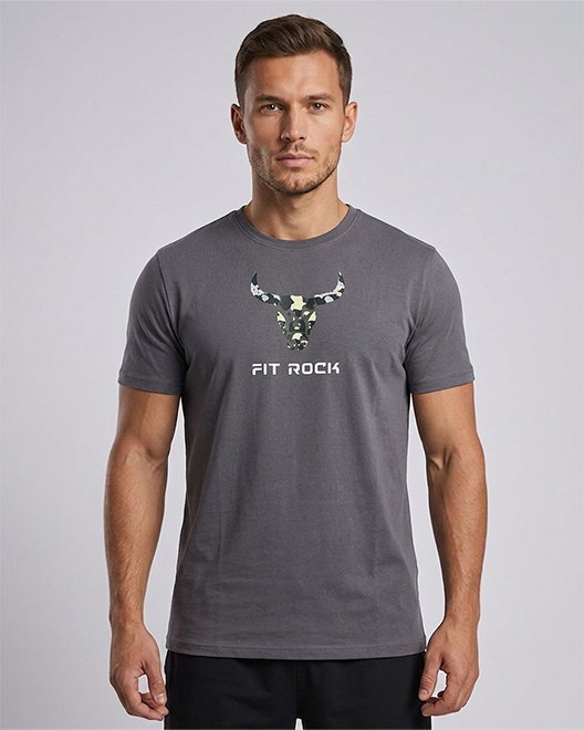CoreWear Graphic Round Neck T-Shirt – Steel Grey Camo