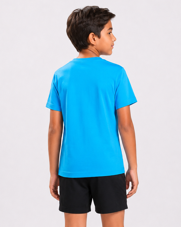 Fitrock Kids Sky Blue Graphic Sports T-Shirt