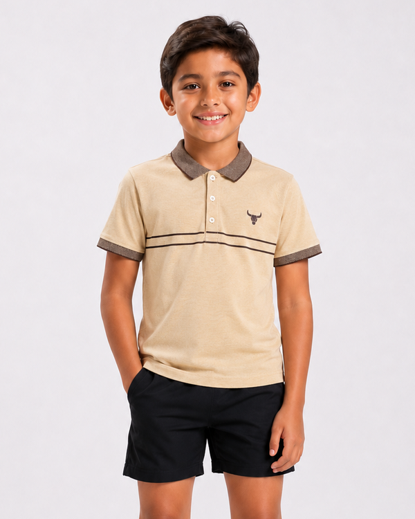 Fitrock Kids Beige Polo T-Shirt