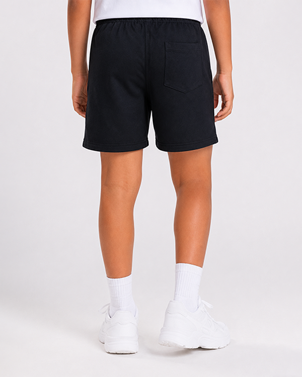 Fitrock Kids Black Sports Shorts with Side Stripe