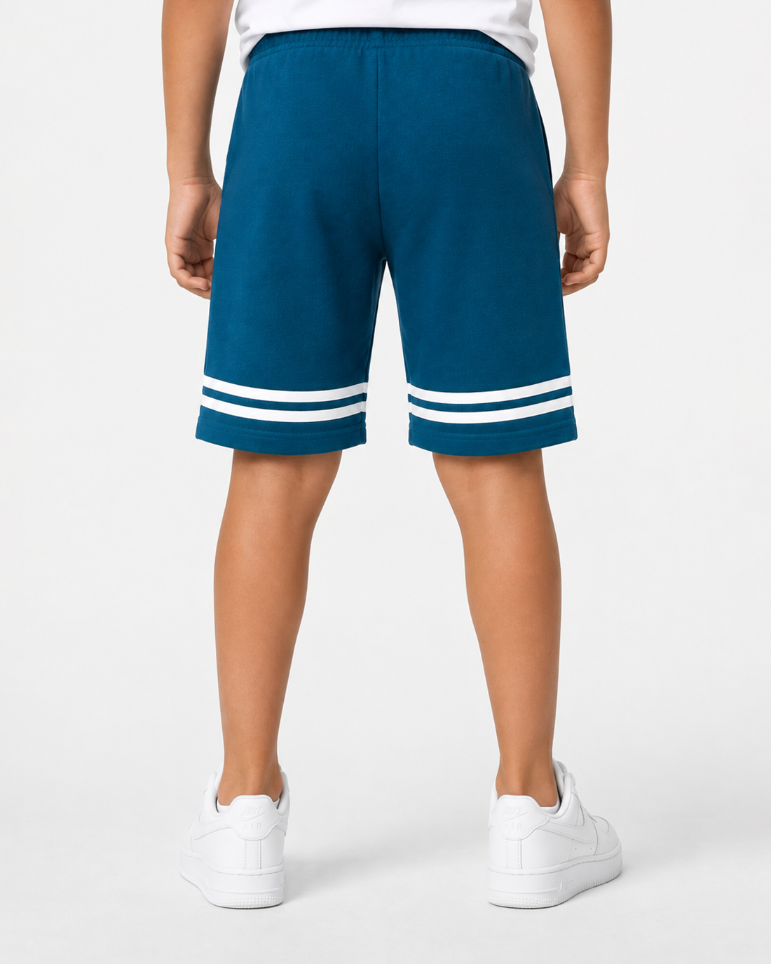 Fitrock Kids Teal Sports Shorts with Double Stripe