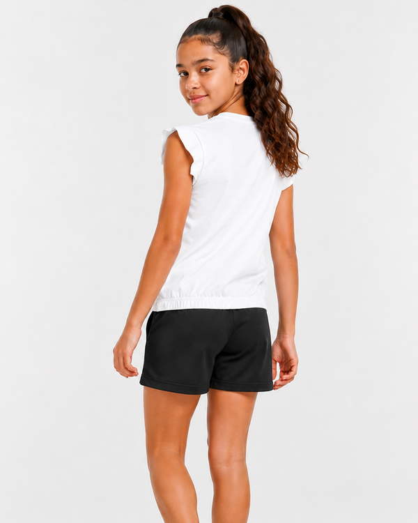 Fitrock Girls Active Sleeveless Ruffle Top - White