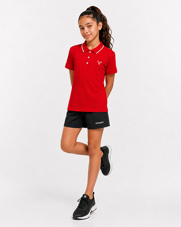 Fitrock Girls Performance Polo T-Shirt - Red