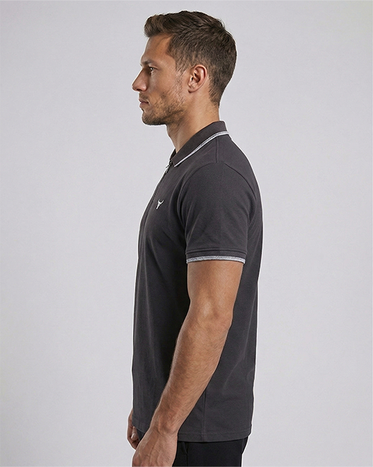 EliteZip Polo T-Shirt – Charcoal Grey