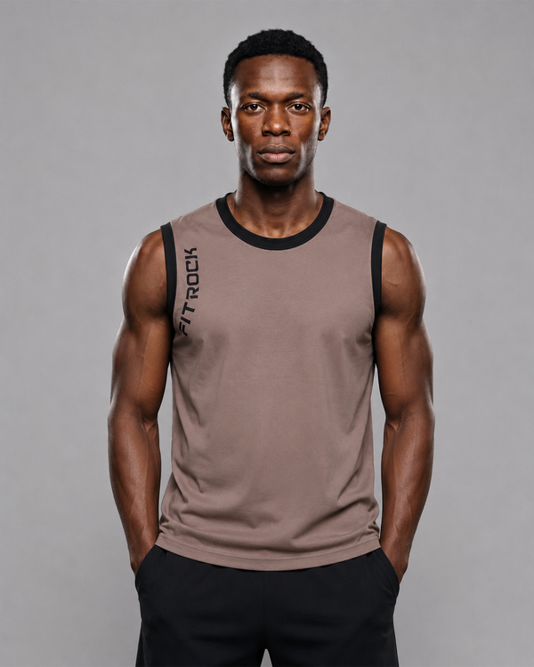 Fitrock Taupe Performance Sleeveless Tee