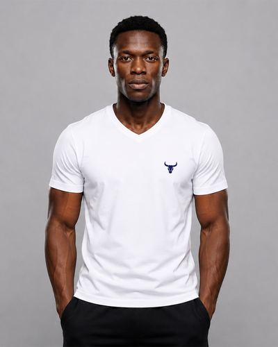 Fitrock White V-Neck Essential Tee