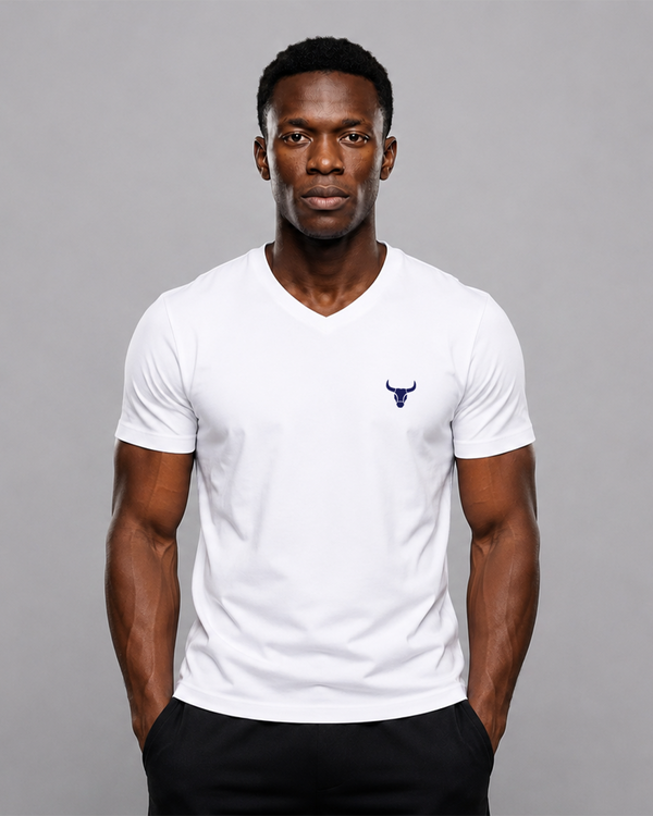 Fitrock White V-Neck Essential Tee