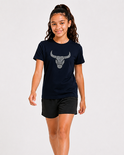 Fitrock Girls Active Graphic T-Shirt - Navy Blue