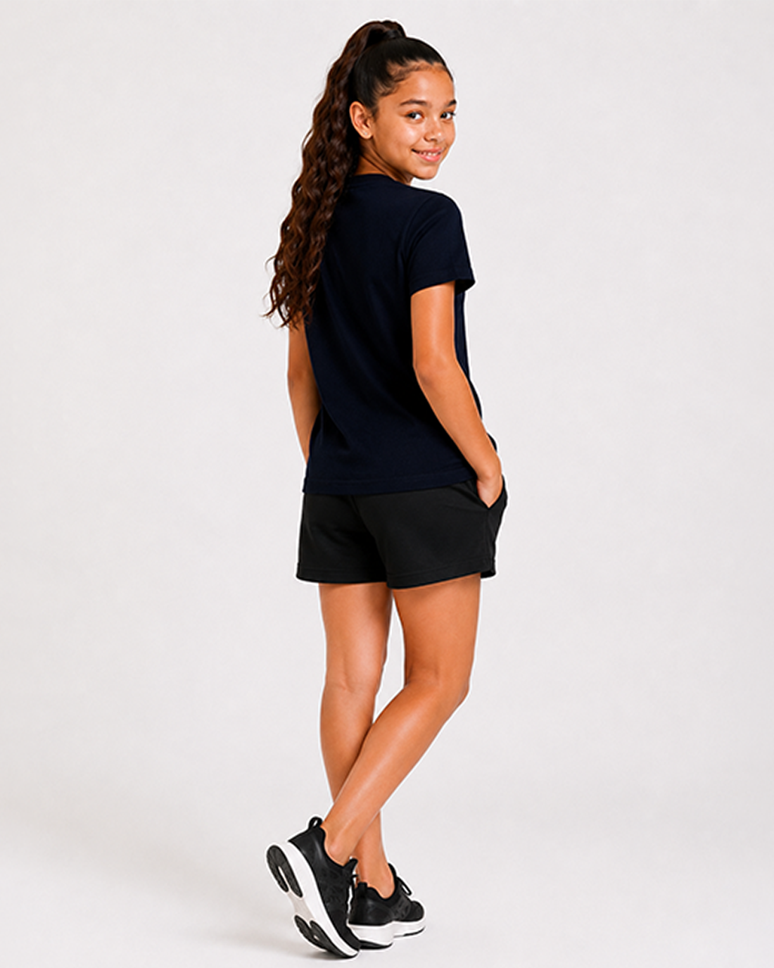 Fitrock Girls Active Graphic T-Shirt - Navy Blue