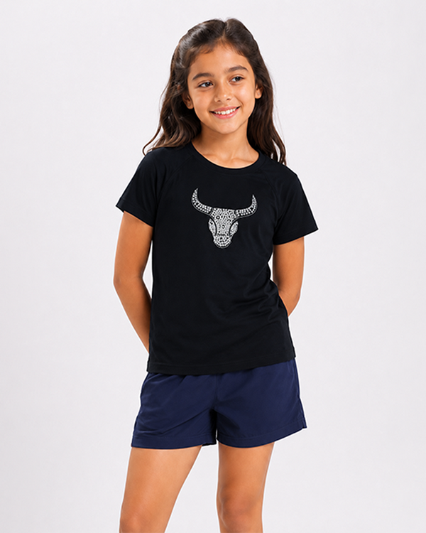 Fitrock Girls Active Graphic T-Shirt - Black