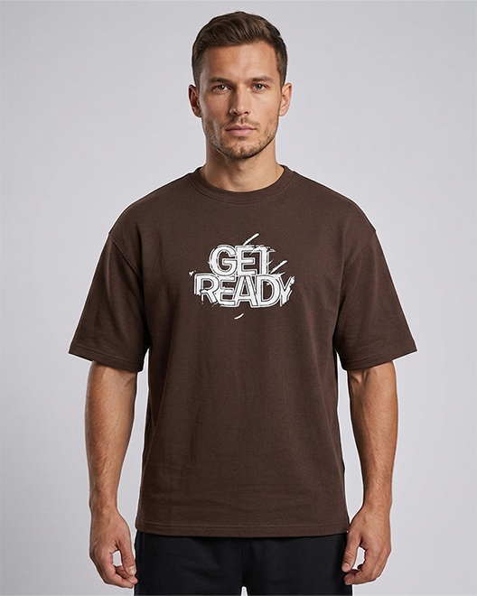 UrbanCore Oversized Graphic T-Shirt – Mocha Brown