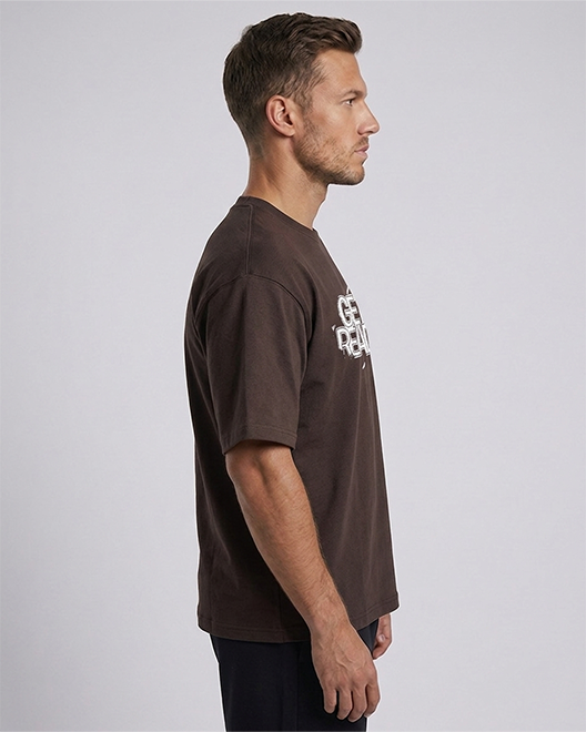 UrbanCore Oversized Graphic T-Shirt – Mocha Brown