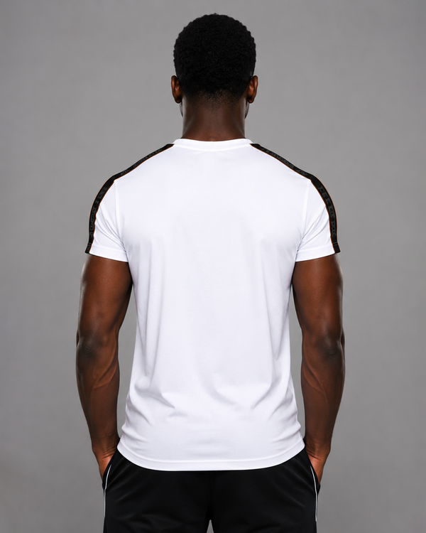 Athletic Tape Sleeve T-Shirt – White Black
