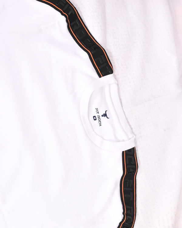 Athletic Tape Sleeve T-Shirt – White Black