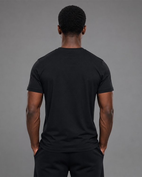 Shadow Black Minimal Luxe V-Neck T-Shirt
