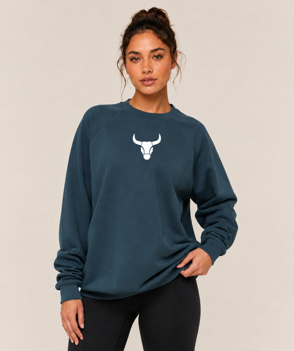 Fitrock Women’s Oversized Gym Sweatshirt – Ocean Blue