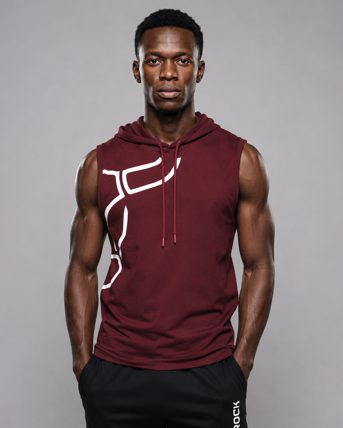 Sleeveless Performance Hoodie – Maroon