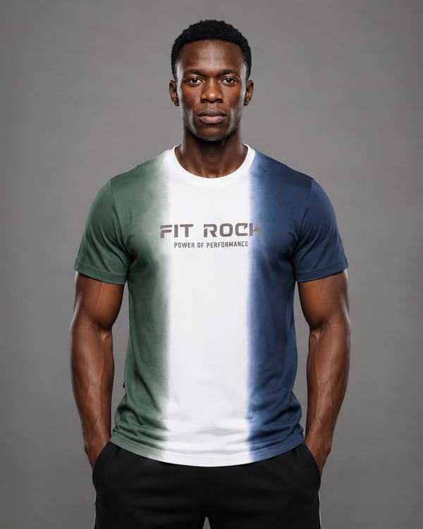 Tricolor Fade Performance T-Shirt – Blue Green